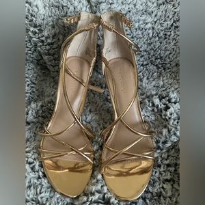 Gold Madden Girl heels/ Sandals Never worn Size 7